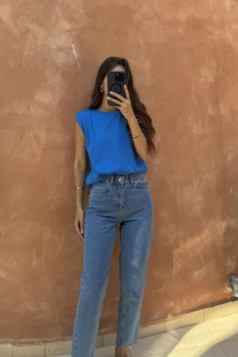 BLUZË NJËNGJYRËSHE PËR FEMRA NË NGJYRËN BLU - KLAUDIO FASHION