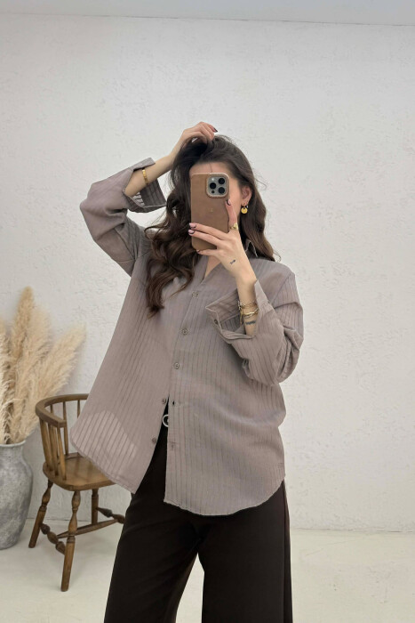 ONE COLOR WOMAN SHIRT LIGHT BROWN/KAZB 