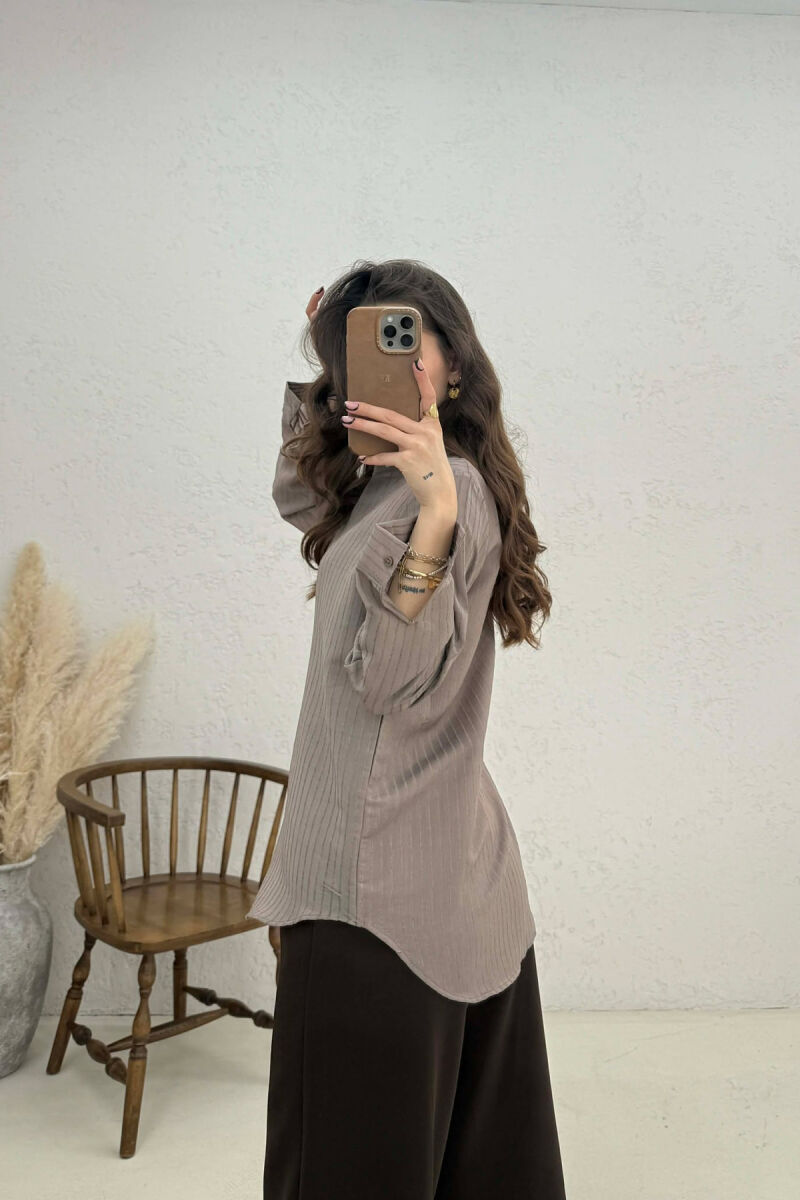ONE COLOR WOMAN SHIRT LIGHT BROWN/KAZB - 3