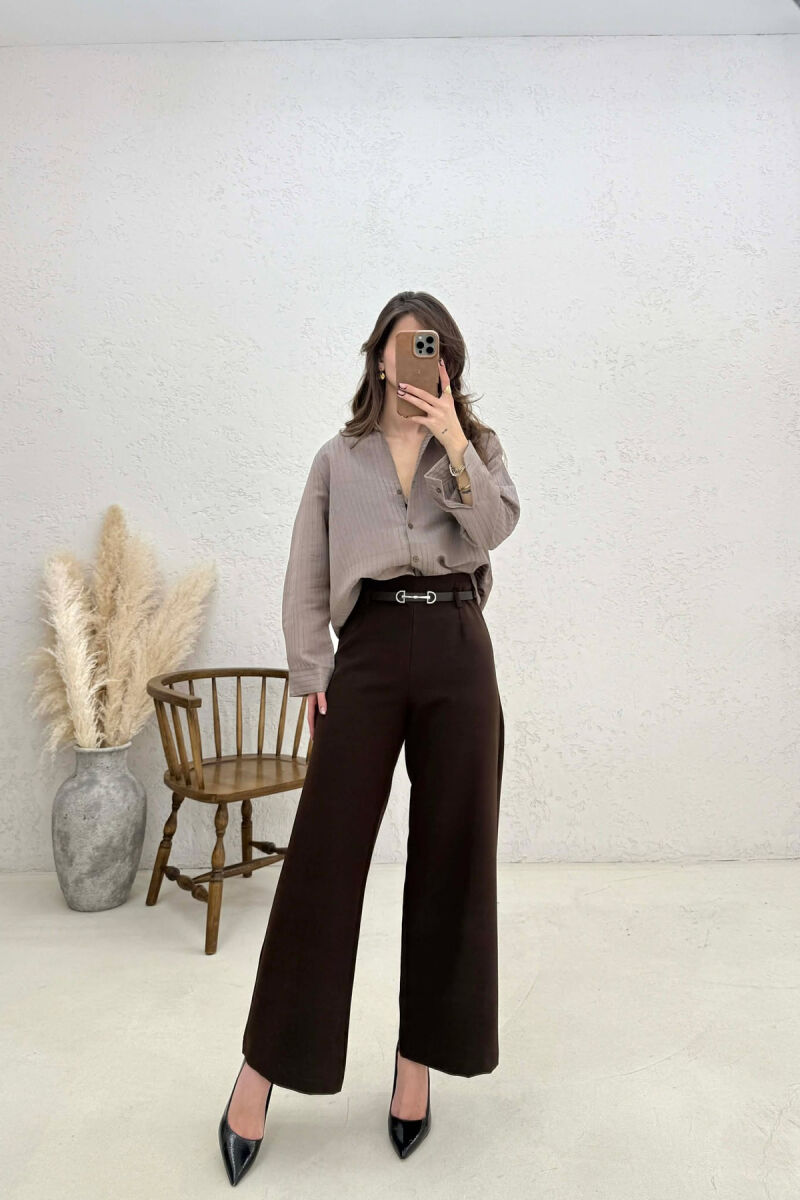 ONE COLOR WOMAN SHIRT LIGHT BROWN/KAZB - 4