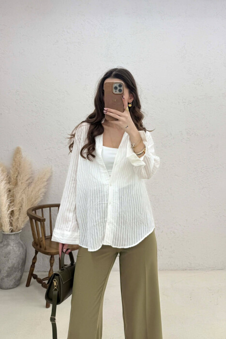 ONE COLOR WOMAN SHIRT WHITE-E BARDHE - KLAUDIO FASHION