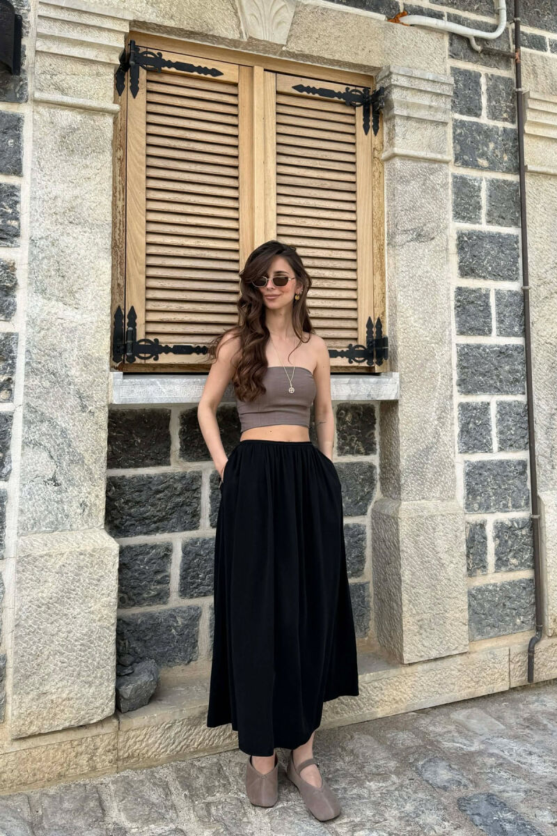 ONE COLOR WOMAN SKIRT BLACK/ E ZEZE - 1