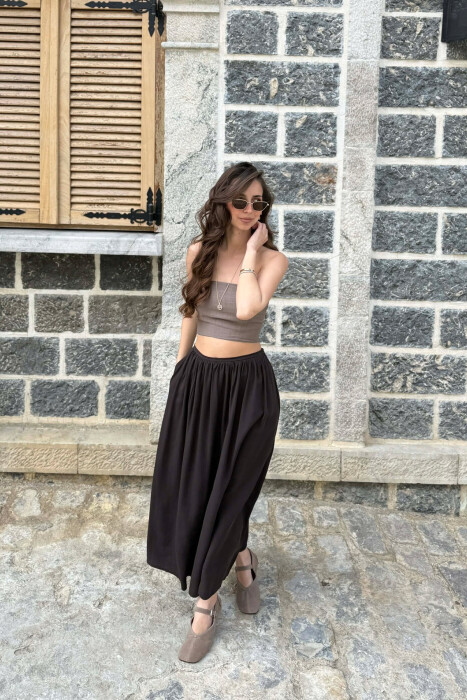 ONE COLOR WOMAN SKIRT BROWN/KAFE 