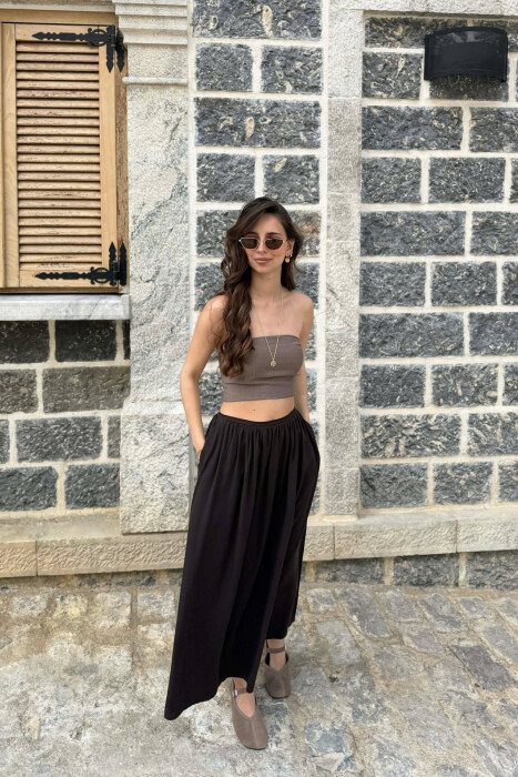 ONE COLOR WOMAN SKIRT BROWN/KAFE - 4