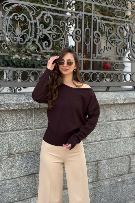 ONE COLOR WOMAN SWEATER BROWN/KAFE 