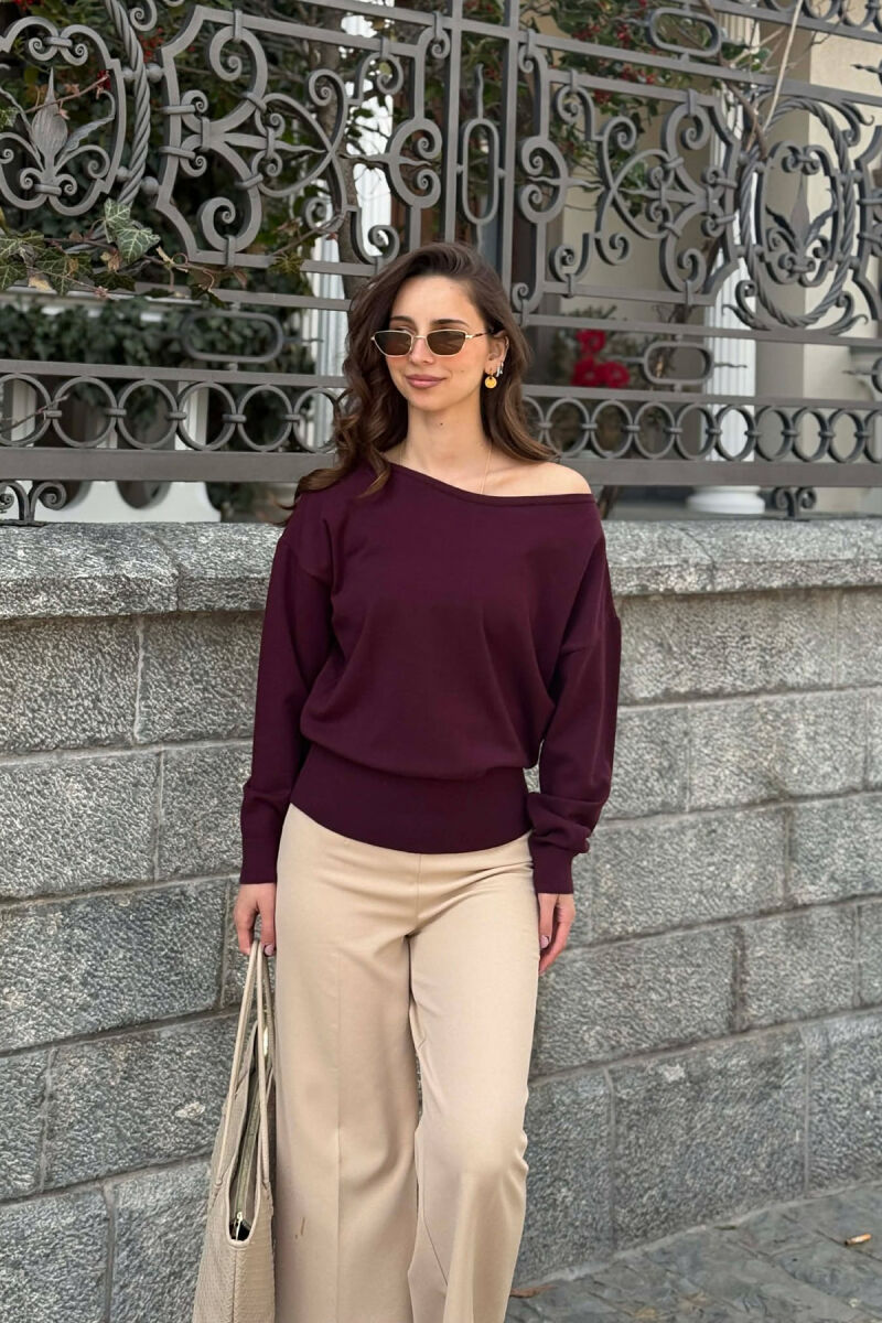 ONE COLOR WOMAN SWEATER BURGUNDY/VISHNJE - 1