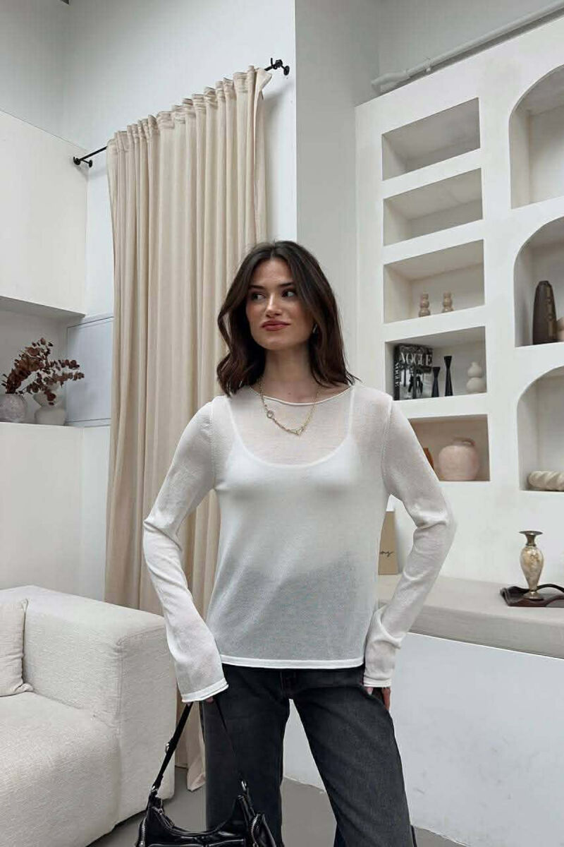 ONE COLOR WOMAN SWEATER WHITE-E BARDHE - 1