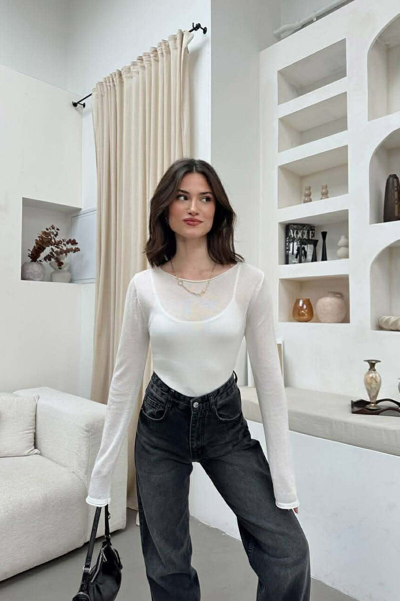 ONE COLOR WOMAN SWEATSHIRT WHITE-E BARDHE - 3