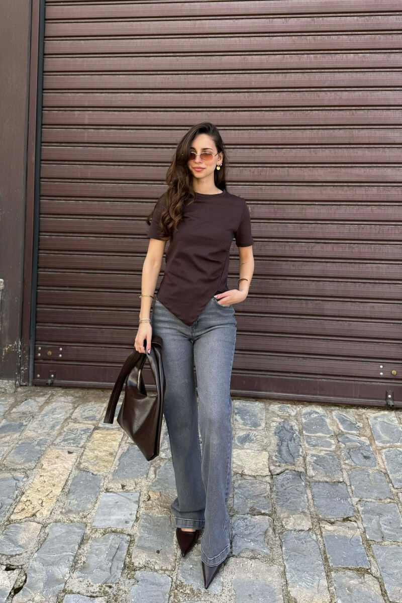 ONE COLOR WOMAN T-SHIRT BROWN/KAFE - 3