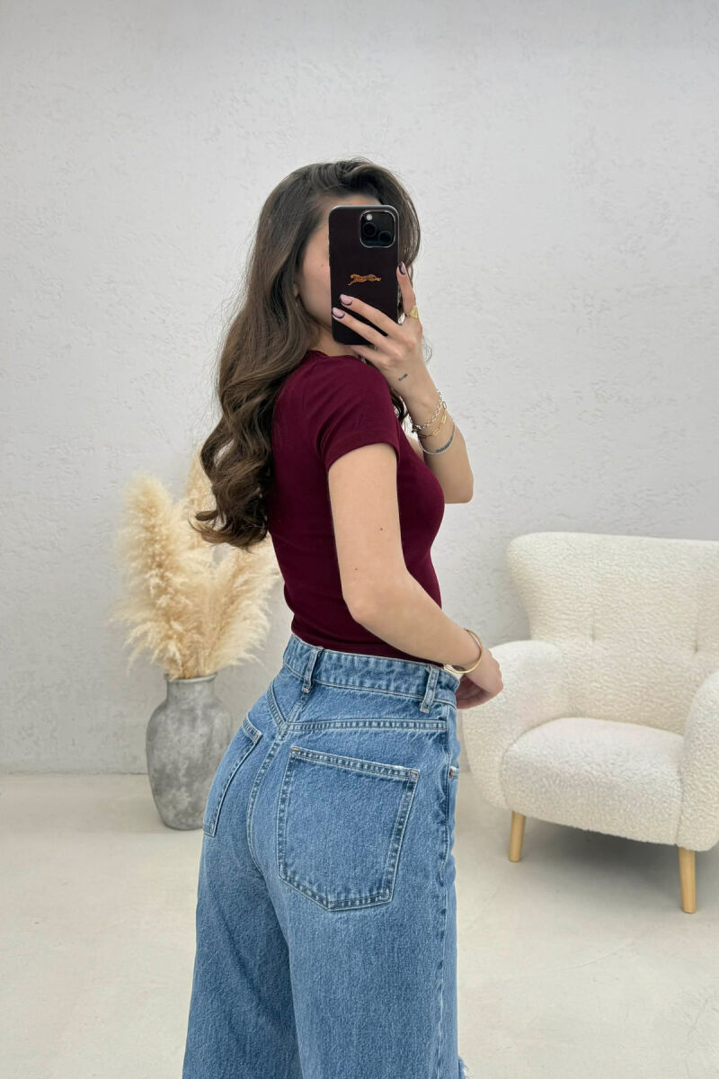 ONE COLOR WOMAN T-SHIRT BURGUNDY/VISHNJE - 2