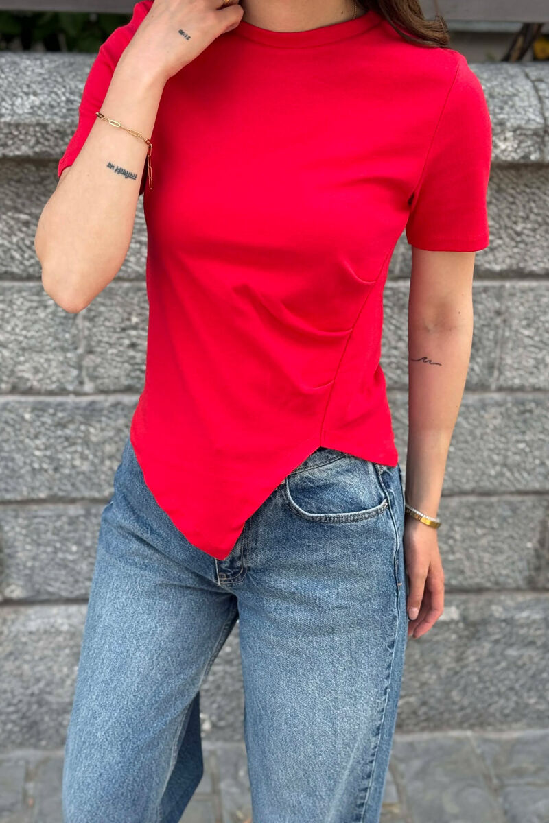 ONE COLOR WOMAN T-SHIRT CHERRY/ QERSHI - 3