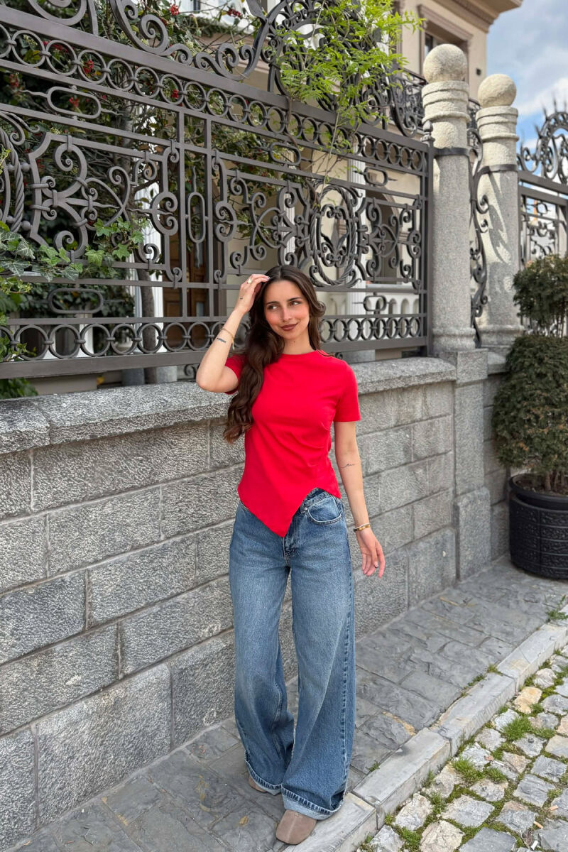 ONE COLOR WOMAN T-SHIRT CHERRY/ QERSHI - 4