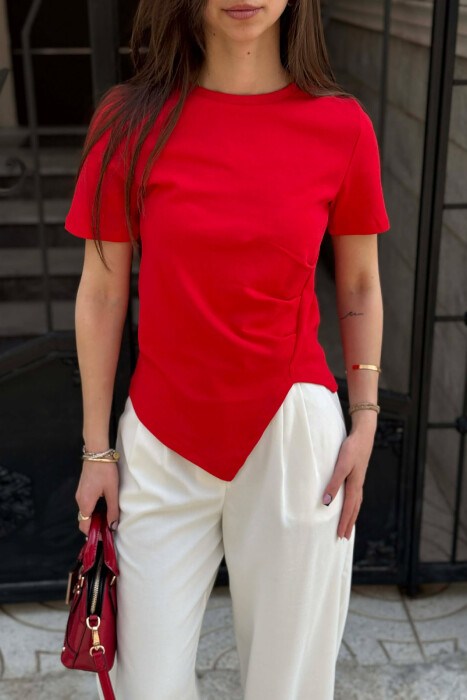 ONE COLOR WOMAN T-SHIRT RED/E KUQE - 3