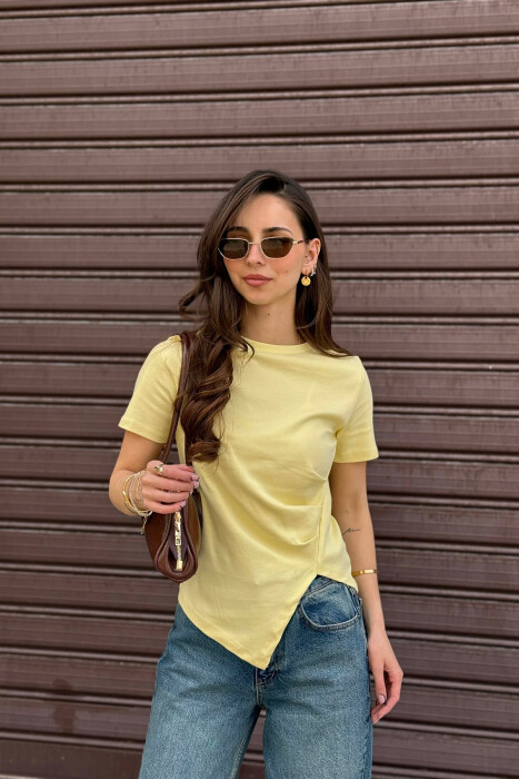 ONE COLOR WOMAN T-SHIRT YELLOW/E VERDHE 