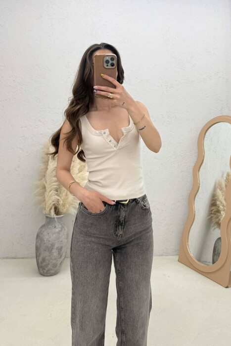 ONE COLOR WOMAN TANK TOP BEIGE/BEZHE - KLAUDIO FASHION