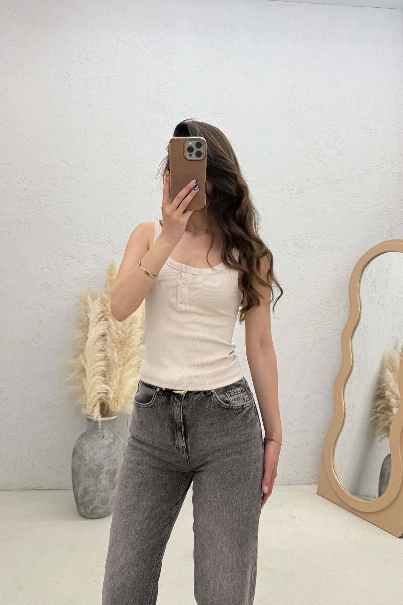 ONE COLOR WOMAN TANK TOP BEIGE/BEZHE - 3