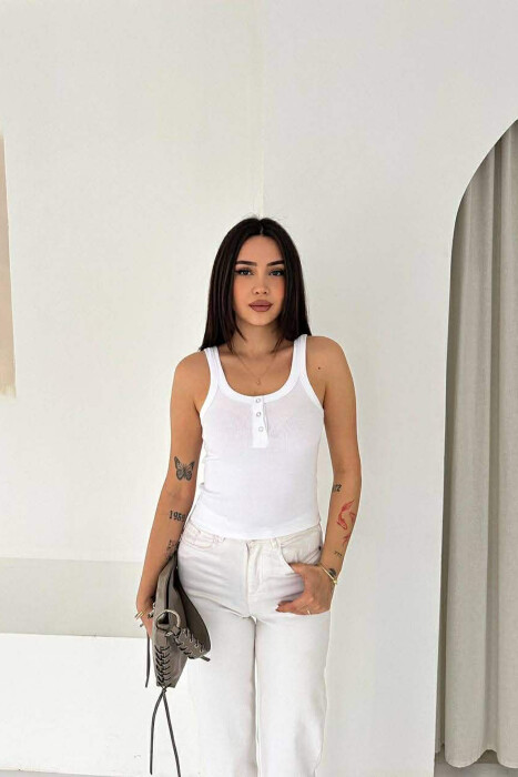 ONE COLOR WOMAN TANK TOP WHITE-E BARDHE - 