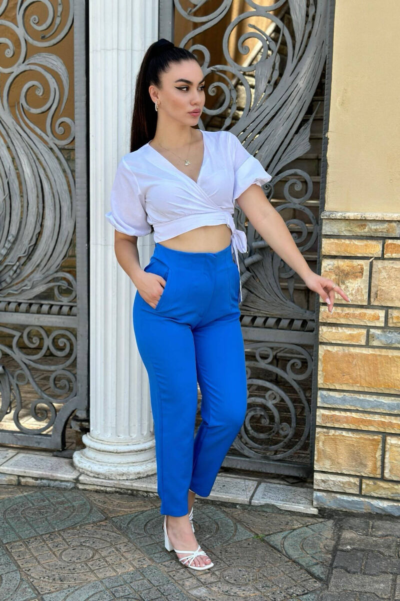 ONE COLOR WOMAN TROUSERS BLUE/BLU - 1