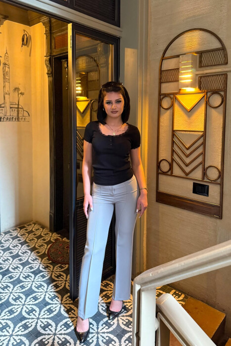 ONE COLOR WOMAN TROUSERS GREY/GRI - 4
