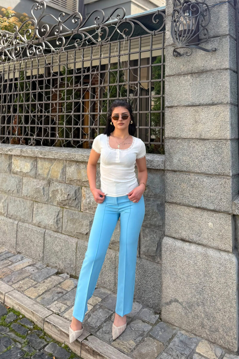 ONE COLOR WOMAN TROUSERS LIGHTBLUE/BZ - 1