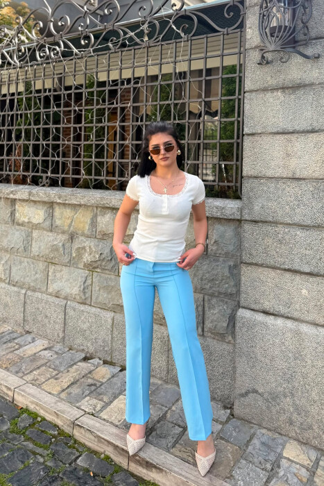 ONE COLOR WOMAN TROUSERS LIGHTBLUE/BZ - 5
