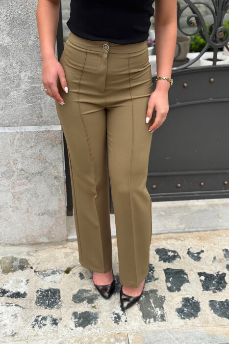ONE COLOR WOMAN TROUSERS OLIVE/ULLI - 2
