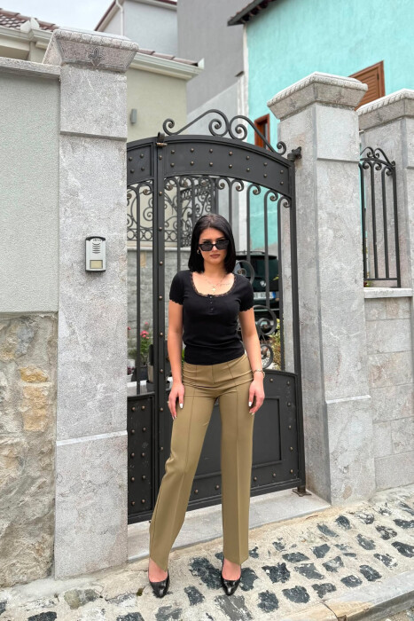 ONE COLOR WOMAN TROUSERS OLIVE/ULLI - 4