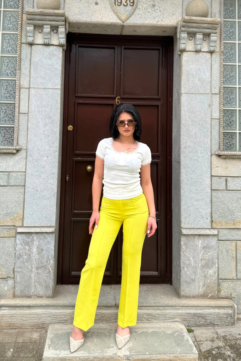 ONE COLOR WOMAN TROUSERS YELLOW/E VERDHE - 1
