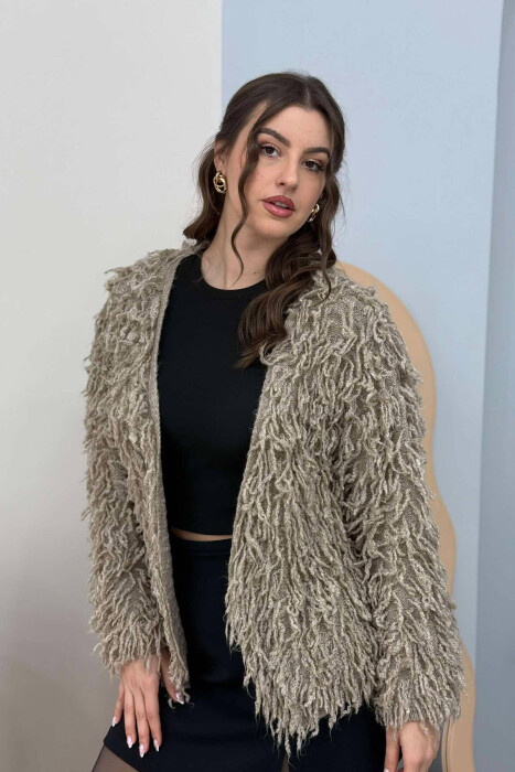 ONE COLOR WOMEN CARDIGAN BEIGE/BEZHE 