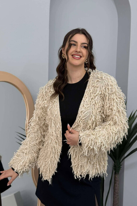 ONE COLOR WOMEN CARDIGAN CREAM/KREM - 1