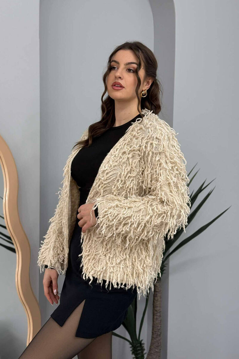 ONE COLOR WOMEN CARDIGAN CREAM/KREM - 2
