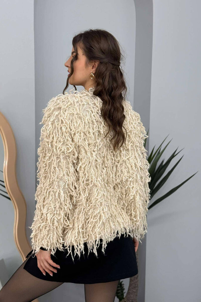 ONE COLOR WOMEN CARDIGAN CREAM/KREM - 4