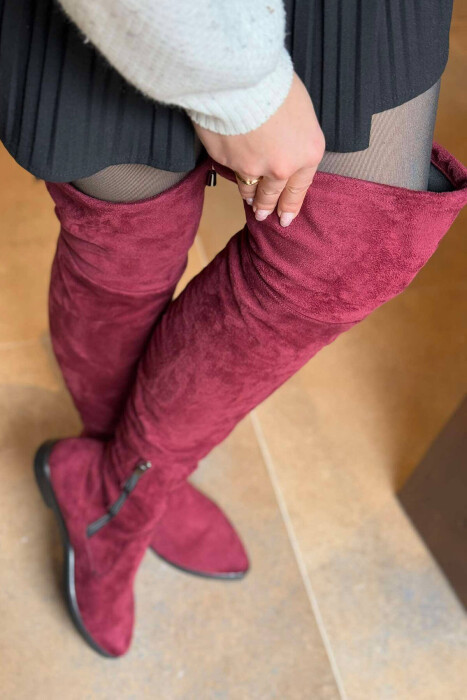 ONE COLOR WOMEN KNEE HIGH BOOTS BURGUNDY/VISHNJE - 7