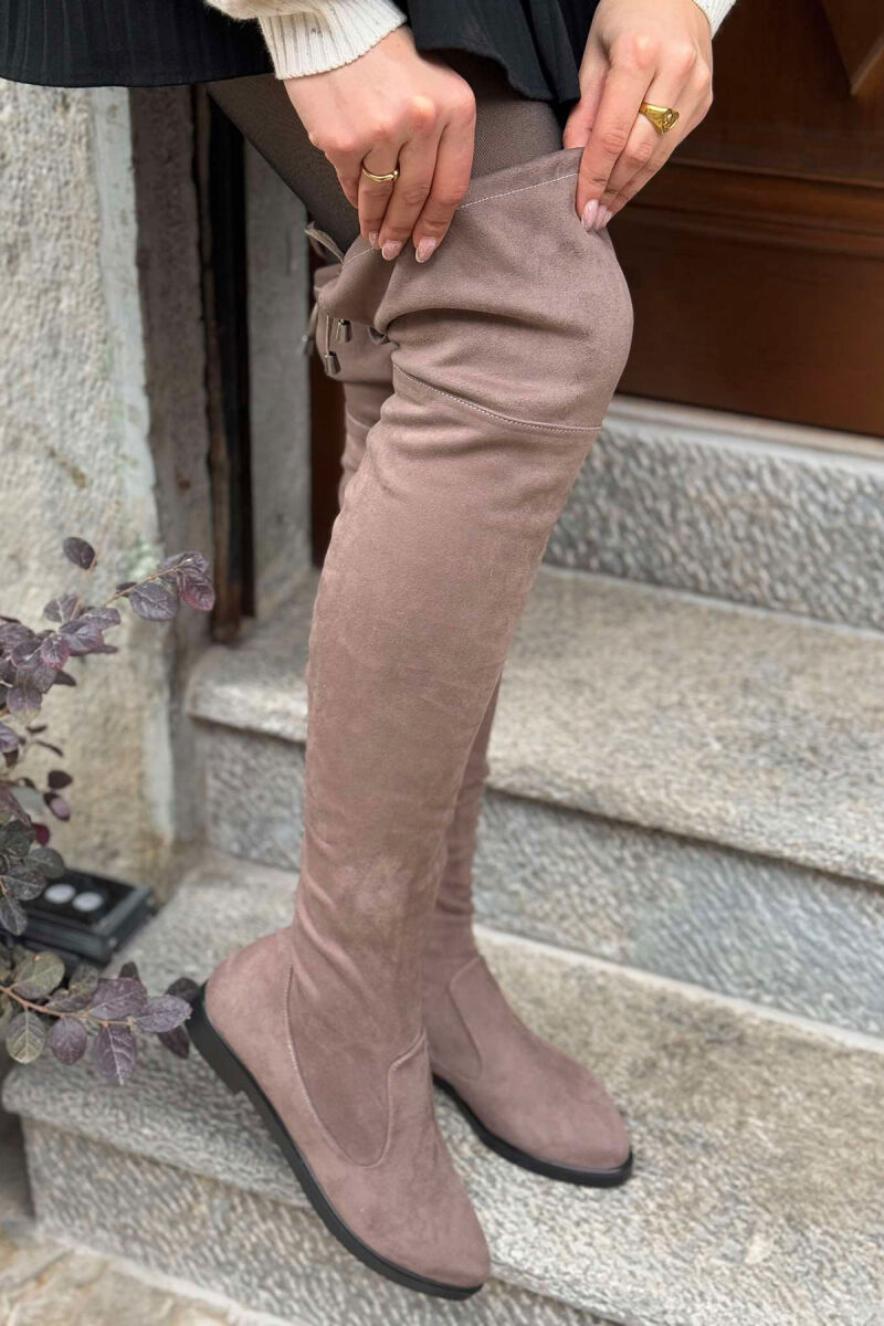 ONE COLOR WOMEN KNEE HIGH BOOTS DARK BEIGE/BEZHE ERRET - 2