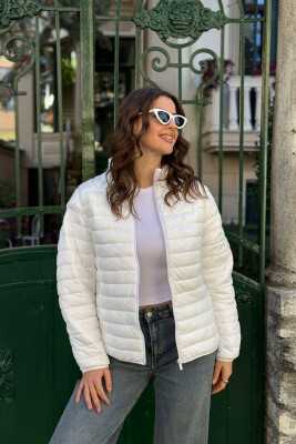 ONE COLOR WOMEN PUFFER JACKET WHITE-E BARDHE 