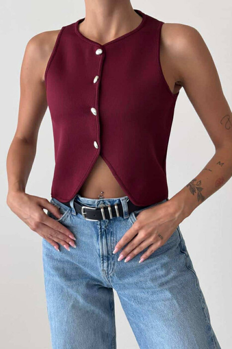 ONE COLOR WOMEN VEST BURGUNDY/VISHNJE - KLAUDIO FASHION