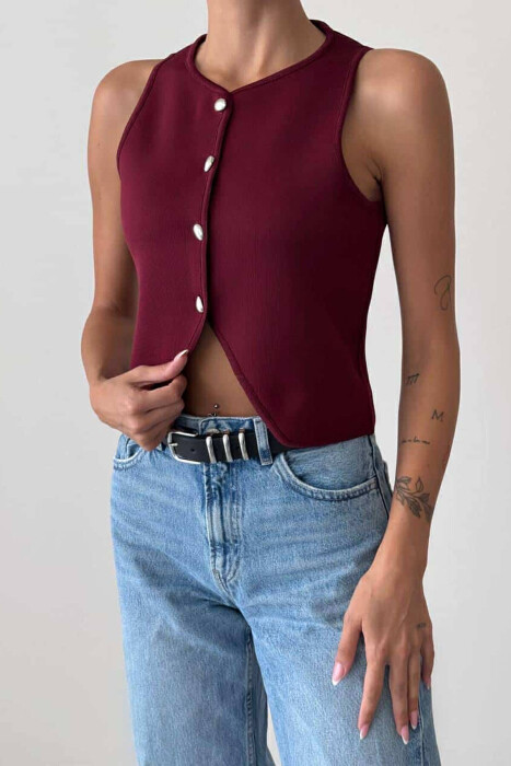 ONE COLOR WOMEN VEST BURGUNDY/VISHNJE - 3