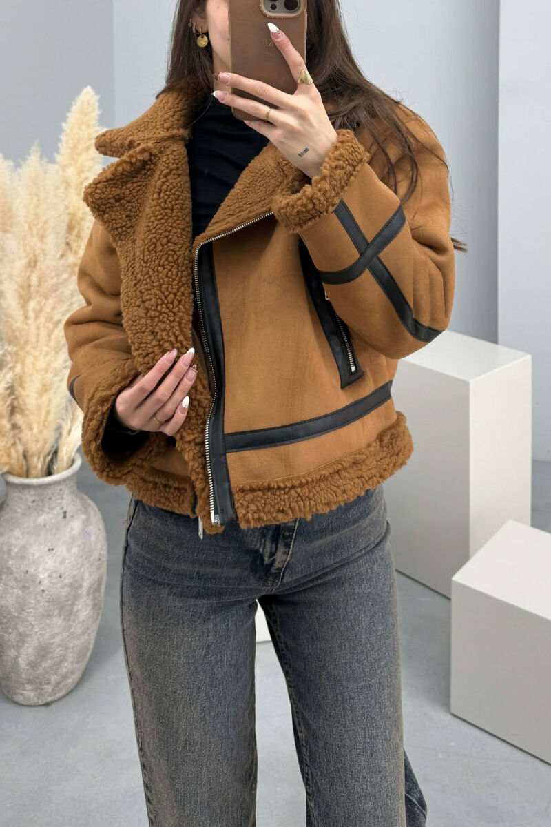 ONE COLOR WOOL WOMAN JACKET BROWN/KAFE - 4