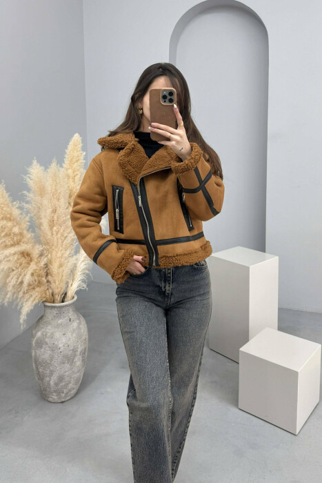 ONE COLOR WOOL WOMAN JACKET BROWN/KAFE - 5