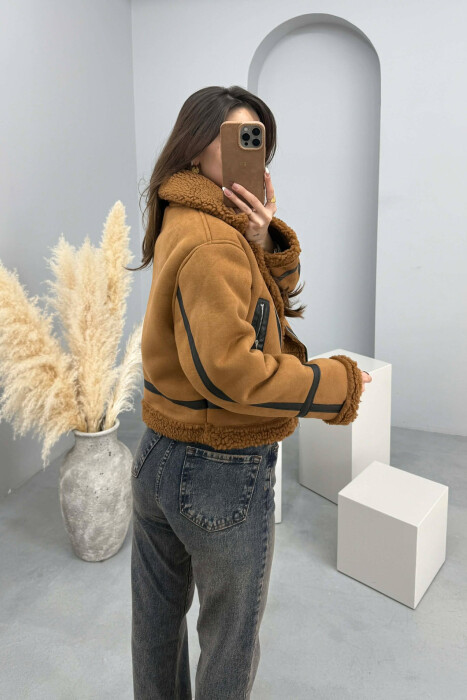 ONE COLOR WOOL WOMAN JACKET BROWN/KAFE - 6