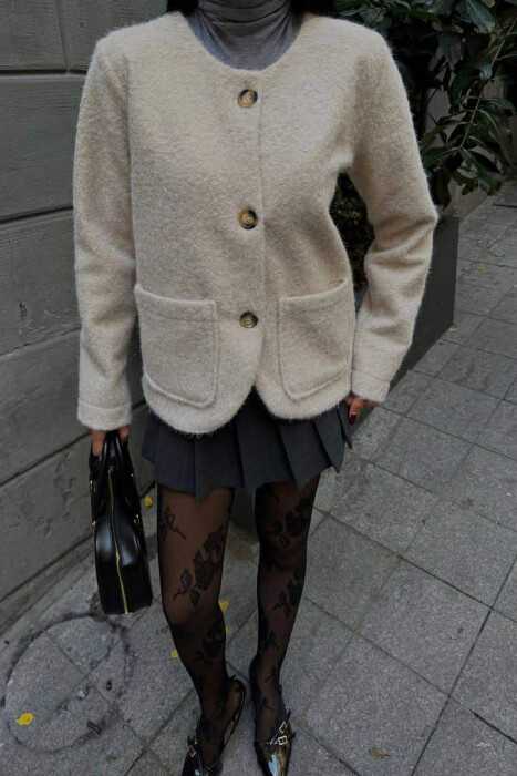 ONE COLOR WOOL WOMEN JACKET BEIGE/BEZHE 