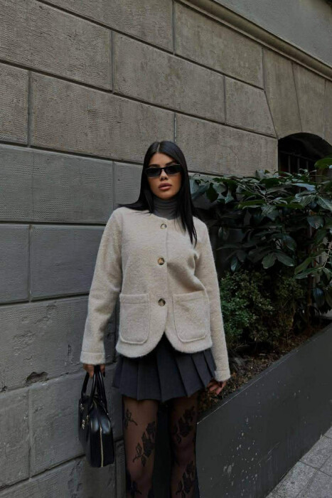 ONE COLOR WOOL WOMEN JACKET BEIGE/BEZHE - 4