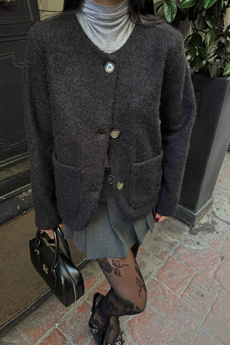 ONE COLOR WOOL WOMEN JACKET BLACK/ E ZEZE - 3