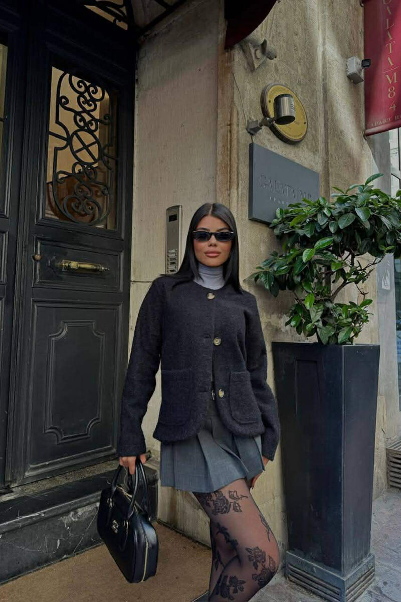 ONE COLOR WOOL WOMEN JACKET BLACK/ E ZEZE - 4