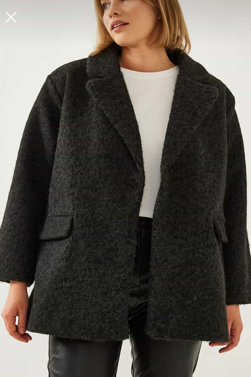 ONE COLOR WOOL WOMEN JACKET BLACK/ E ZEZE - 1