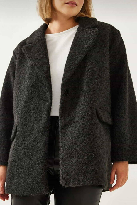 ONE COLOR WOOL WOMEN JACKET BLACK/ E ZEZE - 3