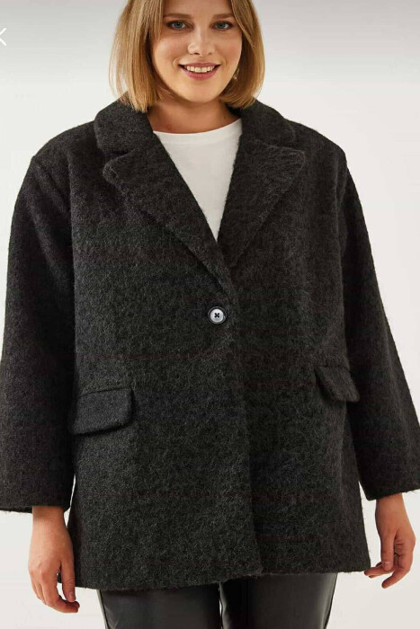 ONE COLOR WOOL WOMEN JACKET BLACK/ E ZEZE - 4