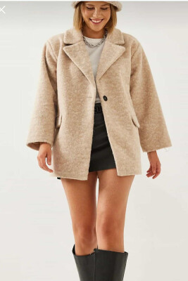 ONE COLOR WOOL WOMEN JACKET CREAM/KREM 