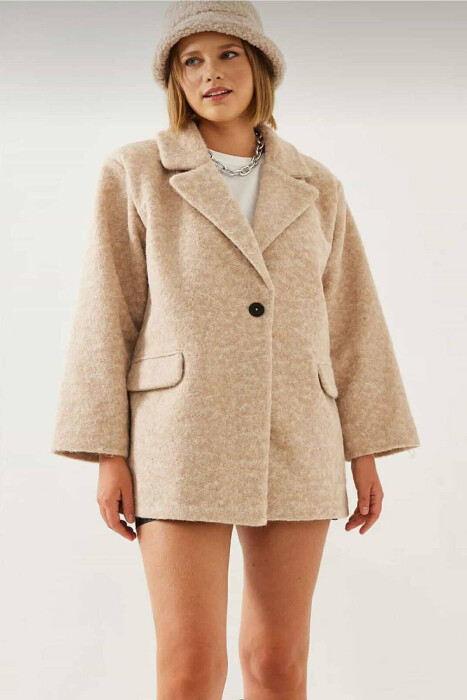 ONE COLOR WOOL WOMEN JACKET CREAM/KREM - 3