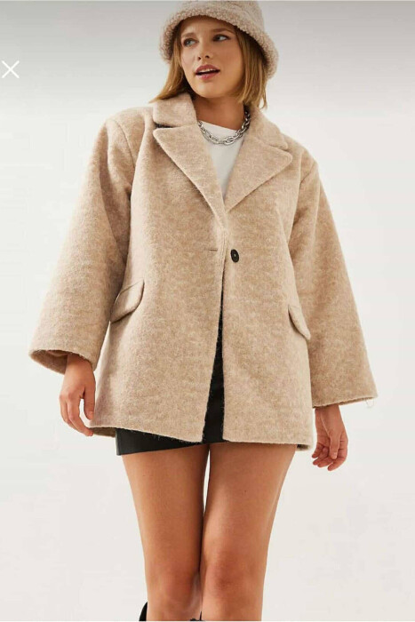 ONE COLOR WOOL WOMEN JACKET CREAM/KREM - 4